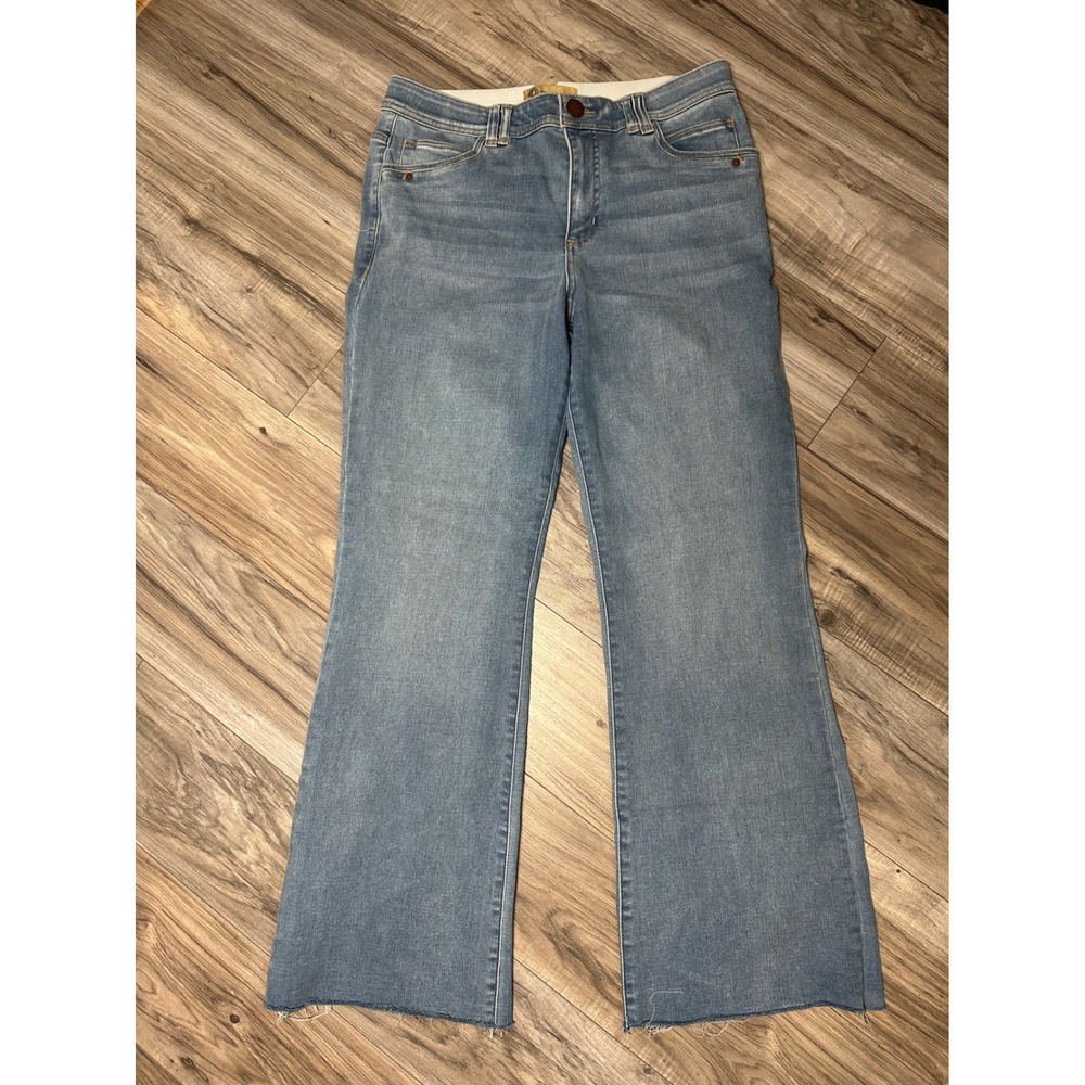 Democracy Ab Technology Flare Leg Jeans Light Wash Raw Hem Size 12 - Picture 1 of 8
